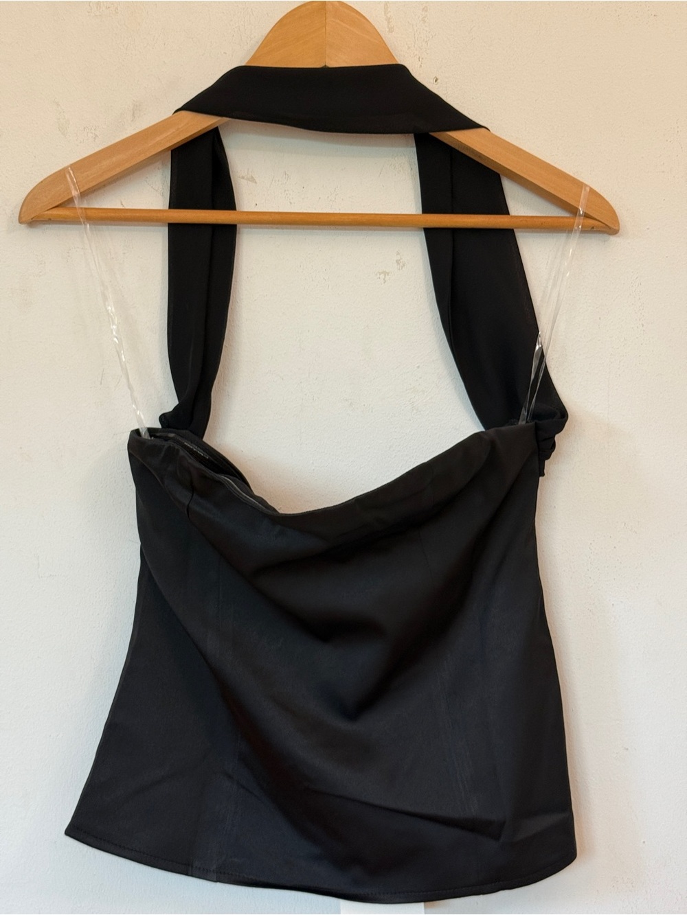 NWT Peppermayo Black Halter Cowl Neck Strapless Top M - Picture 2 of 7
